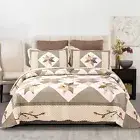 Cotton Patchwork Bedspread Quilt Set Queen/Full Size - Breathable Floral Quil...