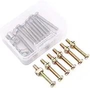 M6 Barrel Nuts Bolts 40MM Hex Socket Screw Zinc Plated Allen Head Furniture Bolt Nut Set for Bunk Beds Cots and Furniture Assembly (15 Sets)