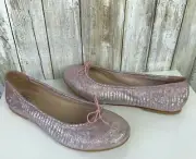 BLOCH Madison Ballet Flat Textured Shell Pink Iridescent Shoes 37 NEW