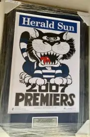 Geelong FC - 2007 AFL Premiers - Herald Sun - Weg Original Poster - framed