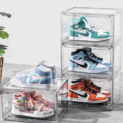 Shoe Storage Box (4pack) Shoes Organizer Auto-Opening White Shoe-shelf Home Furn