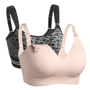 4-in-1 Pumping Bra & Nursing Bra Superpack, 2 Bras Ultra Comfort Maternity Breastfeeding Bra Wearable Breast Pump Bra Anti-gravity Anti-sagging Pumping Bra