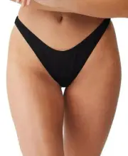 Cotton On Women Black Matte Micro High-Side Brazilian-Seam Bikini Bottoms Size S