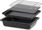 Toaster Oven Pans - 5 Piece Nonstick Bakeware Set Includes Baking Trays, Rack an