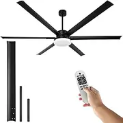 Soilsiu Extra Large Ceiling Fan with Light, 80 Inch Outdoor Ceiling Fan with Light and Remote Control, Reversible, 3CCT, Noiseless, Black Ceiling Fan for Living Room Indoor/Outdoor