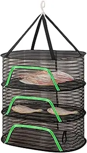 Drying Net - Foldable Drying Basket, 3 Layers Dryer Rack with Zippers,Portable Strong Nylon Rope, Multi-Function Mesh Dryer for Vegetables Fish Clothes Doll