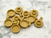 Lego Parts Lot x (10) ~ Pearl Gold Minifig, Utensil Frying Pan ~ No 4528