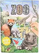 Depesche 13607 Create Your Zoo Colouring Book with 24 Pre-Printed Pages for Designing Zoo Motifs, Includes 3 Double-Sided Stickers