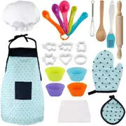 19PCS Kids Chef Role Play Costume Cooking and Baking Set with Apron, Chef Hat, Cooking Mitt