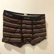 Paul Smith Men’s Striped Logo Band Boxer Brief Size L Underwear- Black (NEW)