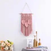 Wall Hanging Decor, Geometric Woven Tapestry Rack,kidsroom decor,Chic Cotton Handmade Bohemian Art(Pink)