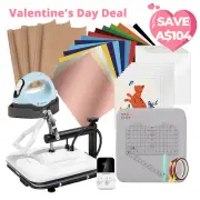 Manual Heat Press Machine 15" x 15" 110V + Mini3 Heat Press + T Shirt Heat Press Kit (Include Vinyl&Sublimation Bundle, Tools&Heat Press Mat)