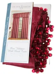 Jaclyn Smith Scarlet Red One (1) Solid Faux Silk Valance with Bead Trim 54x17 in