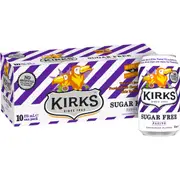 Kirks Sugar Free Pasito Soft Cans 375mL x 10 pack