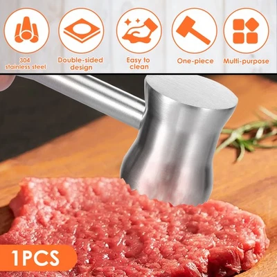 Meat Tenderizer Mallet Double Side Meat Hammer 304 Stainless Steel Meat begSb
