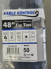 Kable Kontrol Black Zip Ties -Nylon 6/6 - Self-Locking - 48" Inch Long 50 PCS