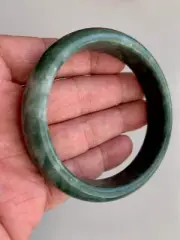 Beautiful Natural Real Chinese Green Jade Bangle Bracelet Emerald Green 61mm