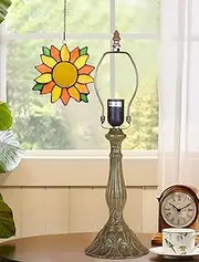 Table Lamp Base Replacement, Only 19 Inch Height Alloy Bedside Lamp Base, Antique Bronze, Tiffany Lamp Holder Metal Base for 12 Inch Tiffany Style Stained Glass Lampshades KeYJ