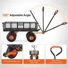 Metal Garden Dump Cart Heavy Duty Utility Wheelbarrow 399kg Capacity 25cm Tires