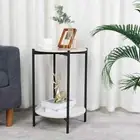 2 Tier Round Side Table Sofa End Coffee Table Living Room Desk Bedside Tables