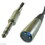 10ft foot XLR 3Pin Male to 1/4Mono Plug Shielded Microphone Mic Audio Cable Cord