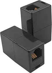NECABLES 2Pack RJ11 Coupler Phone Line Connector Telephone Cord Adapter RJ11 6P4C Female to Female for Landline Phone and Fax Black