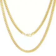 10K Yellow Gold Mens 5mm Franco Square Box Foxtail Wheat Necklace Chain 24"