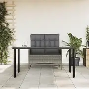 Patio Furniture Sets 2 Piece Garden Dining Set with Cushions Grey Poly Rattan