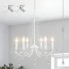 MEIJIA Plug in Crystal Chandeliers Lighting Fixture 6 Light Modern Crystal Ch...
