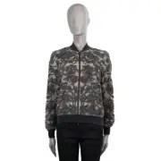 68921 auth BRUNELLO CUCINELLI beige & grey SEQUIN FLORAL BOMBER Jacket XS