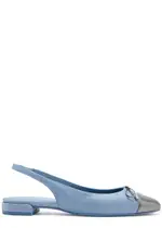 Stuart Weitzman Denim Slingback Flats - Metallic Silver 41 (IT41/ UK8)