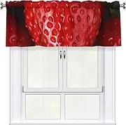 LHBWCVN Red Strawberry Valances for Windows, Rod Pocket Window Treatment Drapes Farmhouse Kitchen Curtains Short Blackout Window Curtains for Living Room Bedroom Decor 54x18 Inch