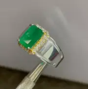 100% Natural Emerald Stone Sawati Emerald Ring Sterling Silver Ring 925 Purity