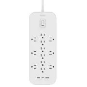 Belkin SRA007P12TT6 6FT 12-OUTLET SURGE PROTECTOR + USB-C AND USB-A PORTS