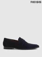 Reiss Navy Bray Suede Suede Penny Loafers (E32225) | $360