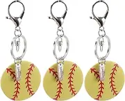 Gadpiparty 3 Pcs Softball Keychain Bulk Items for Keyrings for Car Keys Soccer Bag School Carnival Reward Basketball Decor Mini Key Rings Sports Keychains Football Wood Baseball