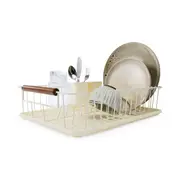 Off White Acacia Handle Dish Rack