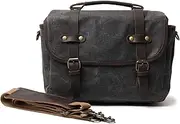 Camera Bag Fashion Leather Shoulder Bag Hand Bags Fit for Nikon Fit for Sony Lens Pouch Bag Waterproof Photo Bag(Dark Gray)