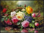 Roses by a Pond - DMC Chart Counted Cross Stitch Patterns Needlework