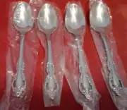 Oneida Deluxe 18/8 stainless Raphael lot of 4 teaspoons 6 1/4" NIS