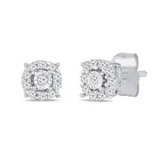 Tia Miracle Halo Diamond Stud Earrings in 9kt White Gold