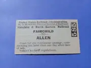 US Railroad Administration Fairchild & Northeastern Railroad Fairchild To Allen