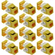 12x Cat5e RJ45 Network Ethernet Keystone Jack 180 Degree 110 Punch Down Yellow