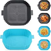 2 Pcs Square Air Fryer Silicone Liners for 4 to 7 QT, Reusable Air Fryer Pots Silicone Baskets Food Safe Baking Tray Oven Accessories, Replacement of Parchment Paper Liner