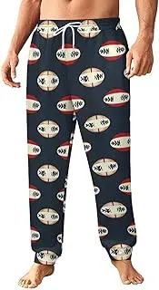 [Generic] Men's Sweatpants, Rugby Balls with Crowned Laurel Wreaths-98, Polyester Joggers, Sweatpants Jogging Pants for Workout Running