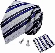 [QionWon] Men Tie Cufflinks Silk-Like Looking Tie Cufflinks Pocket Squares Dressing Delicate