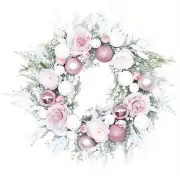NNETM Blushing Elegance: A Pink Christmas Wreath Adorned with Baubles
