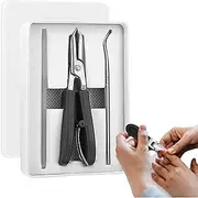 Walopola Angled Nail Clippers - Thick Toenail Clippers - Anti-Splash, Heavy Duty Trimmer, Wide Jaw Opening, Stainless Steel Manicure Set For Men Women