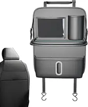 Seat Organizer for Backseat | Rear Seat Organizer for Kids | Anti-kick Pad Protector for Vehicles, Auto Backseat Storage Bag with Folding Food Tray