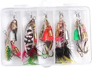 DINHEAROM 10pcs Fishing Lure Spinnerbait Kit with Box Simulation Baits for Freshwater Vibrant Colors for Bass Walleye More Hook Closure Design for Storage